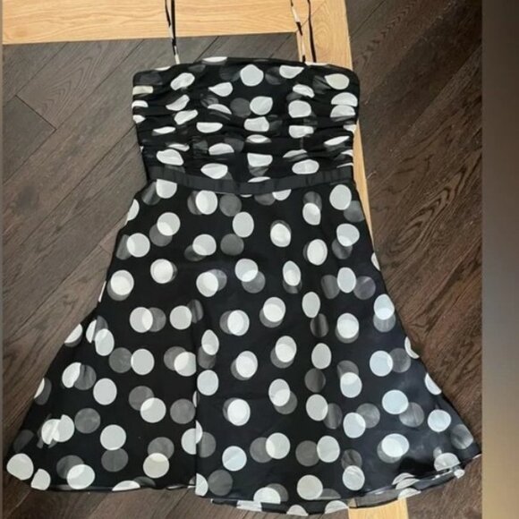Ann Taylor Black Polka Dot Spaghetti Strap Swing Dress Size 8 - 5/$25 - Picture 2 of 4